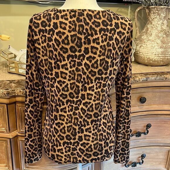 Michael Kors Long Sleeve Leopard Print Blouse Size Medium - Picture 4 of 6